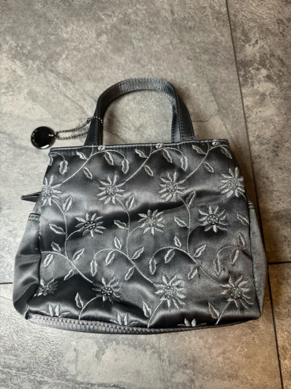 Black Floral Embroidered Tote Bag - Women's Handbag